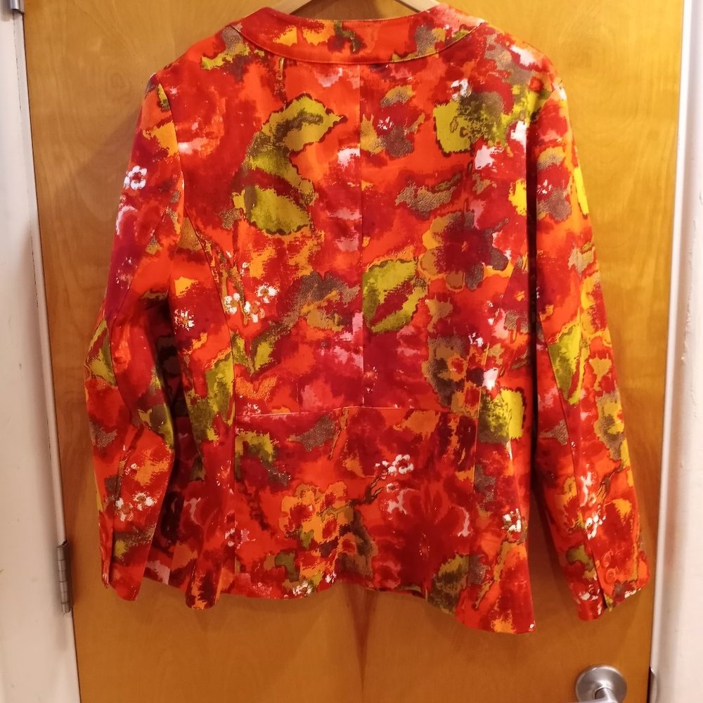 Chico's Floral Multi Colored Hidden Button Jacket Size 3 Chico's  Size XL 16 - Picture 2 of 12